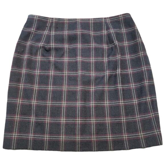 Preppy Banana Republic Gray Red Plaid Mini Skirt Size 2 - Picture 7 of 8